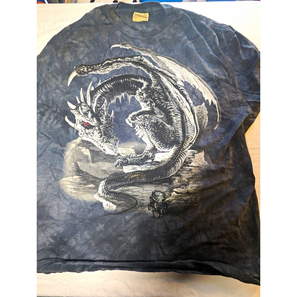 Vintage The Mountain Men's Dragon Graphic Tee Crew Neck Short Sleeve 2XL